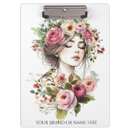 Clipboard Women with Roses-Wreath Klemmbrett