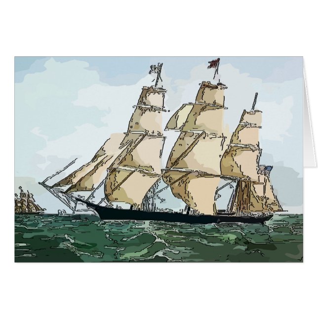 Clipper Ship auf See (Vorderseite (Horizontal))