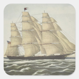 Clipper Ship, Flying Cloud Quadratischer Aufkleber