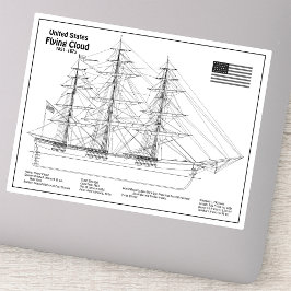 Clipper Ship Flying Cloud - Ship Blueprint BD Aufkleber