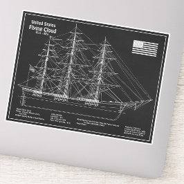 Clipper Ship Flying Cloud - Ship Blueprint PD Aufkleber