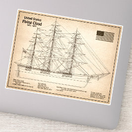 Clipper Ship Flying Cloud - Ship Blueprint SD Aufkleber