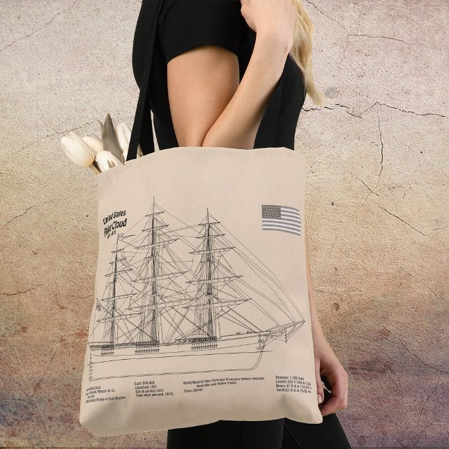 Clipper Ship Flying Cloud - Ship Blueprint SD Tasche (Clipper Ship Flying Cloud - Ship Blueprint SD. Tote Bag)