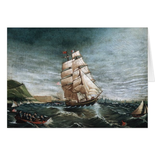 Clipper Ship in New York Hafen 1890 (Vorderseite (Horizontal))