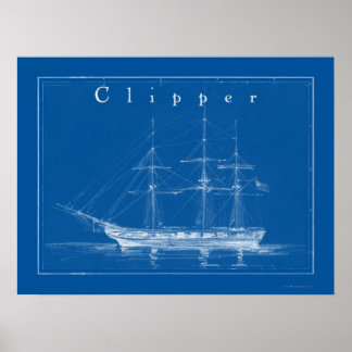 Clipper Ship Nautique Poster Art