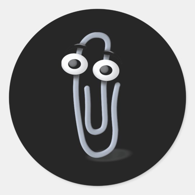 Clippy Paper Clip Funny Meme Page Note  Runder Aufkleber (Vorderseite)