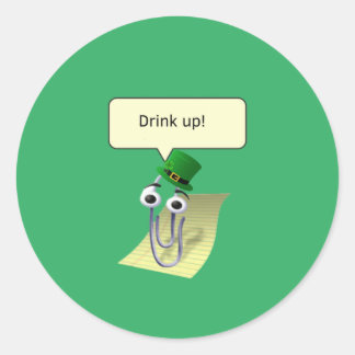 Clippy St. Patrick's Day Runder Aufkleber