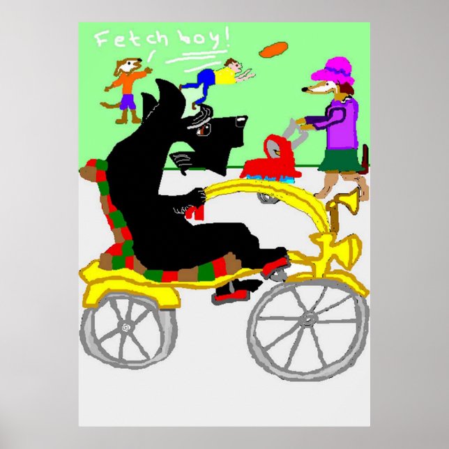 Clive Scottie auf einem Fahrrad Poster (Vorne)