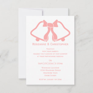 Cloches De Faire-part de mariage Rose Et Ruban