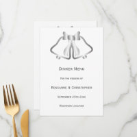 Cloches De Menu Mariage Argent Et Ruban