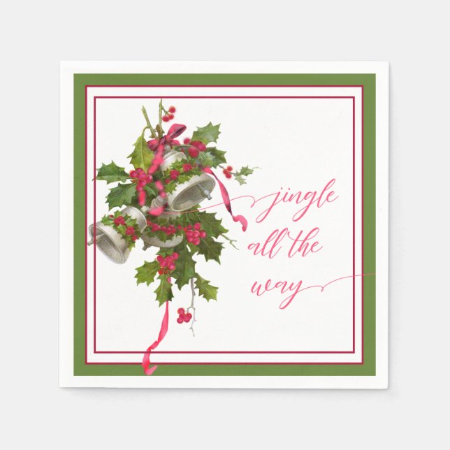 Cloches de Noël roses et serviette en papier creux (Devant)