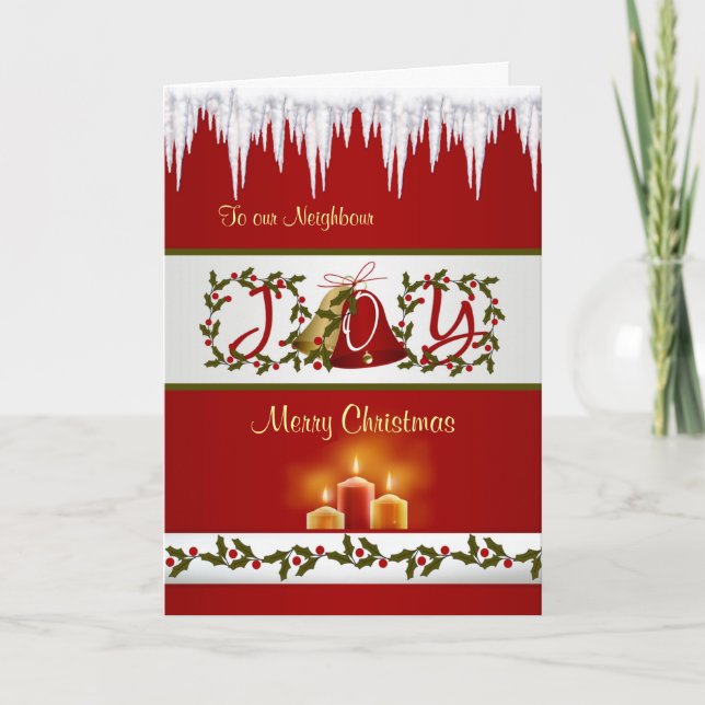 Cloches de Noël, sainte et bougies Carte Voisine (Devant)