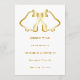 Cloches Et Ruban De Menu Mariage Or