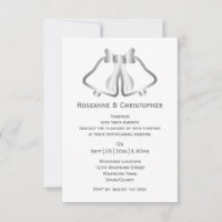 Cloches Faire-part de mariage Et Ruban En Argent
