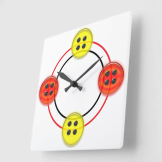 Clock - 3D Buttons Quadratische Wanduhr