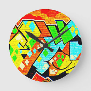 Clock-Abstrakt Art-Graffiti Gallery 19 Runde Wanduhr