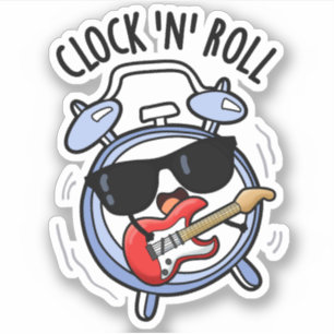 Clock and Roll Funny Rock Puff Aufkleber