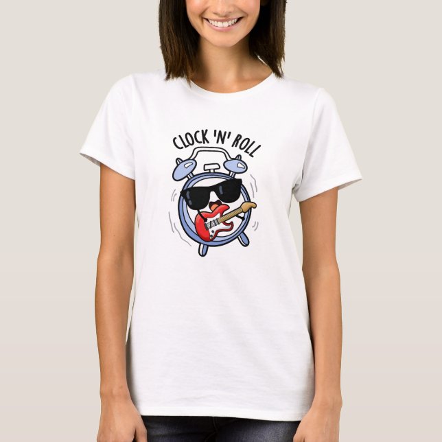 Clock and Roll Funny Rock Puff T-Shirt (Vorderseite)