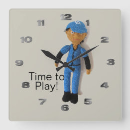 Clock - Baseball Time to Play Quadratische Wanduhr