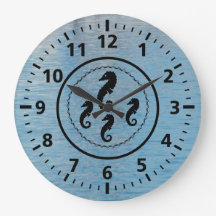 Clock - Black Seahorses and Water