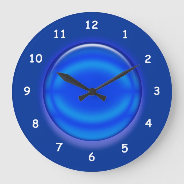 Clock - Blue 3D Disk Große Wanduhr (Vorderseite)
