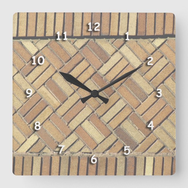 Clock - Brick Pattern Quadratische Wanduhr (Vorderseite)