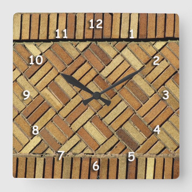 Clock - Brick wall pattern Quadratische Wanduhr (Vorderseite)