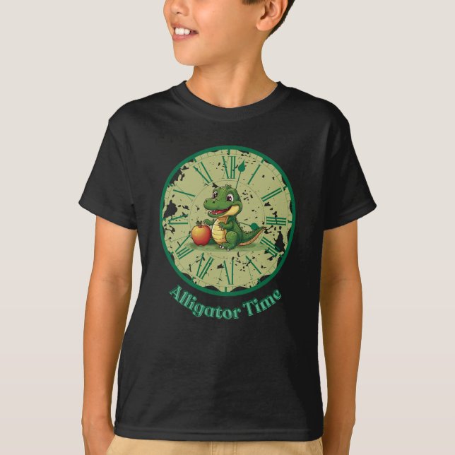 Clock Design Alligator Apple Niedlich T-Shirt (Vorderseite)