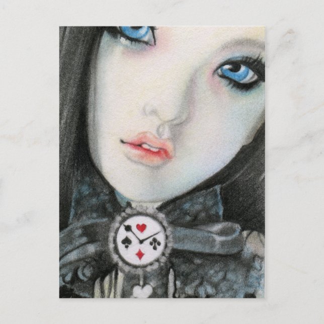 Clock Doll face fantasyPostcard Postkarte (Vorderseite)