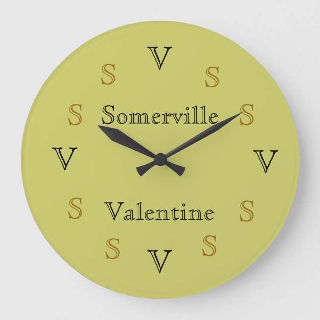 Clock - Family Names and Intials Große Wanduhr (Vorderseite)