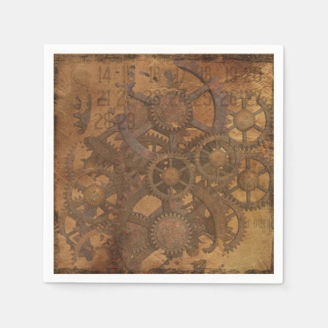 Clock Gears Steampunk Art Serviette (Vorderseite)