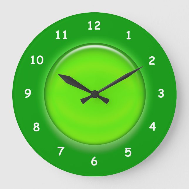 Clock - Green 3D Disk Große Wanduhr (Vorderseite)