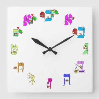 Clock-Hebrew Quadratische Wanduhr