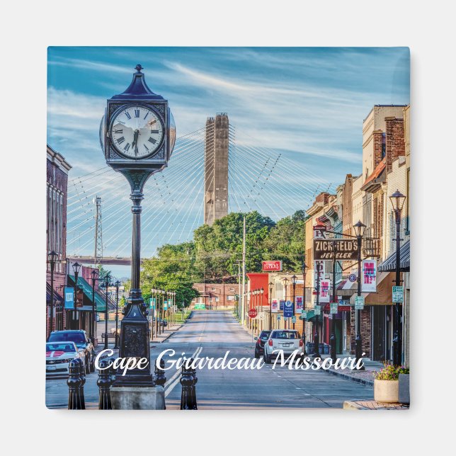 Clock im Stadtzentrum Cape Girardeau Magnet (Vorne)