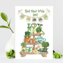 Clock Luck Leprechaun Irish St Patricks Day Card Ankündigung