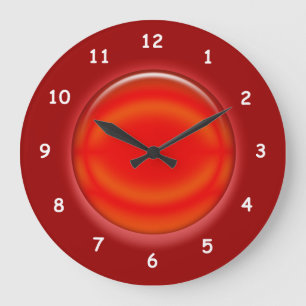 Clock - Red 3D Disk Große Wanduhr