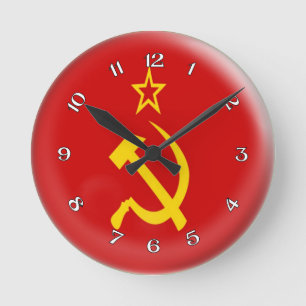 Clock Soviet flag Bubble Design Runde Wanduhr