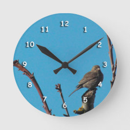 Clock - Sparrow on Branches Runde Wanduhr