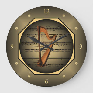 Clock-Tagon ~ Harp ~ Sheet Music ~ Große Wanduhr