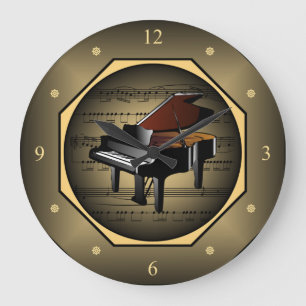 Clock-Tagon ~ Piano ~ Sheet Music ~ Unique ~ Große Wanduhr
