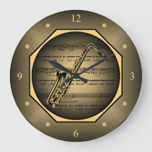 Clock-tagon Saxophone Sheet Music Tuscan Große Wanduhr