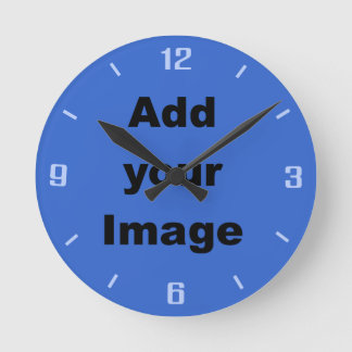 Clock template - Blues - Add your Image Runde Wanduhr