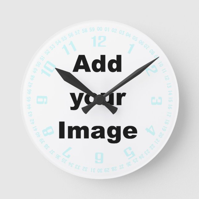Clock template- Numbers & seconds pastel Add Image Runde Wanduhr (Vorderseite)