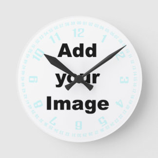 Clock template- Numbers & seconds pastel Add Image Runde Wanduhr