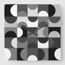 Clock Urban Contemporary Mid-Century Modern B+W