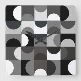 Clock Urban Contemporary Mid-Century Modern B+W Quadratische Wanduhr
