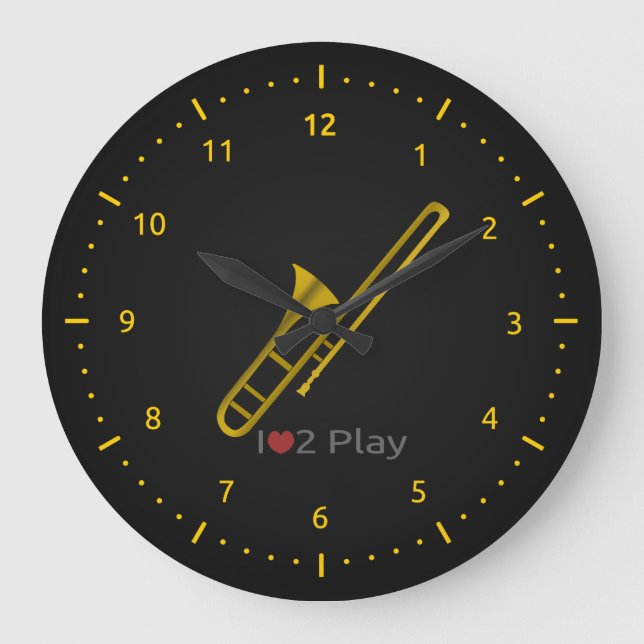 Clock with illustration of a trombone große wanduhr (Vorderseite)