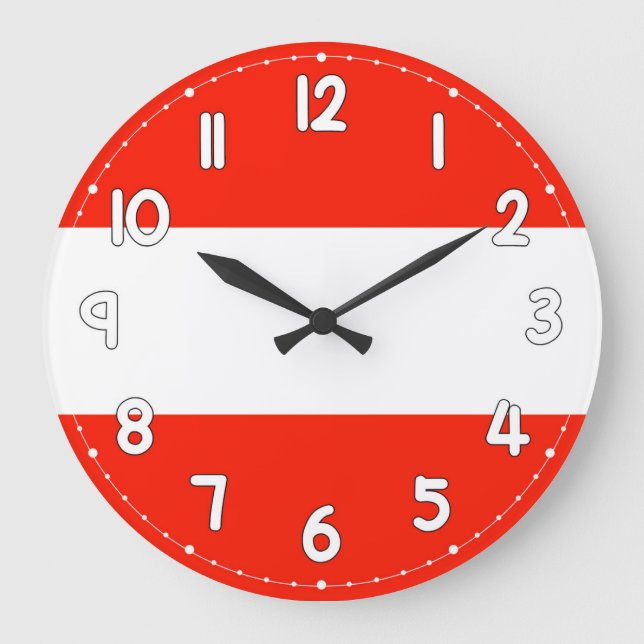 Clocks Austria Country Flag Wall Clock Große Wanduhr (Vorderseite)