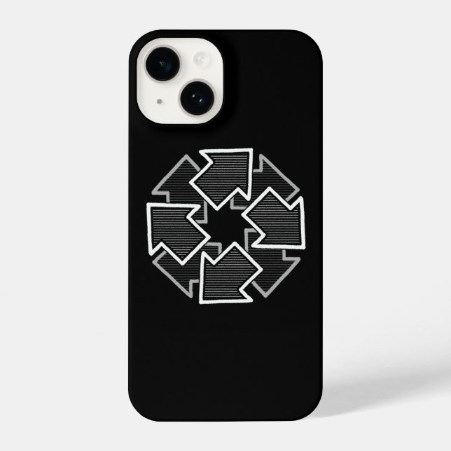 Clockwise Arrows Minimal Geometric Black Variant 2 iPhone 14 Hülle (Rückseite)