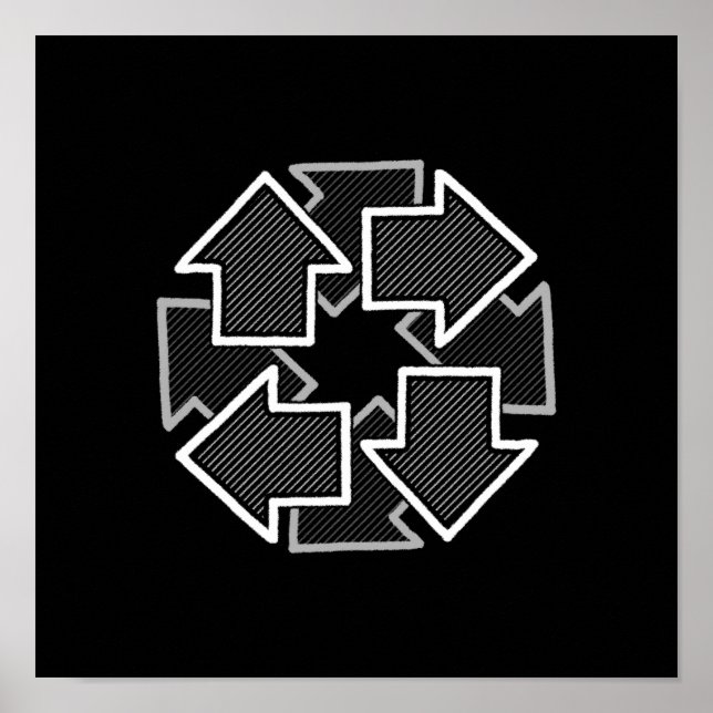 Clockwise Arrows Minimal Geometric Black Variant 2 Poster (Vorne)